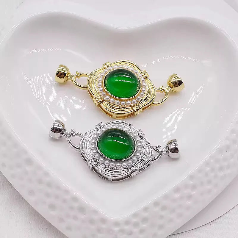 1piece Jewellery green zircon Clasp hooks DIY Making Necklace Bracelet Accessories