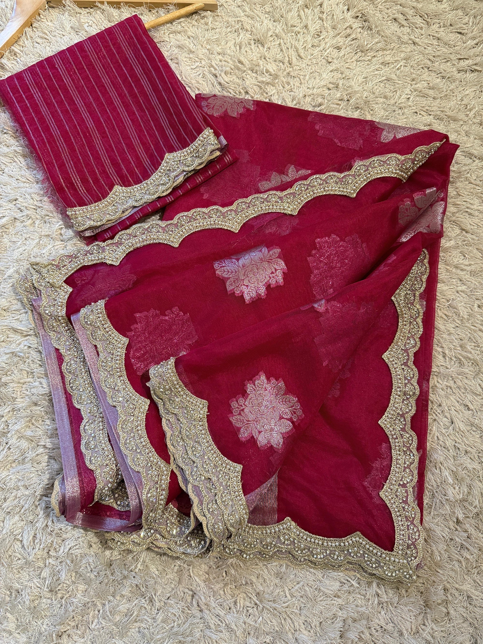 Banarasi Kora Organza Saree with Lace Border