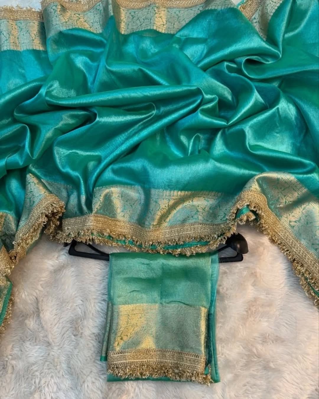 Banarasi Soft Tissue Silk Saree with Lace Border