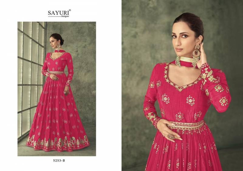 Sayuri Shine Gold 5253 Viscose Silk Gown With Dupatta Collection