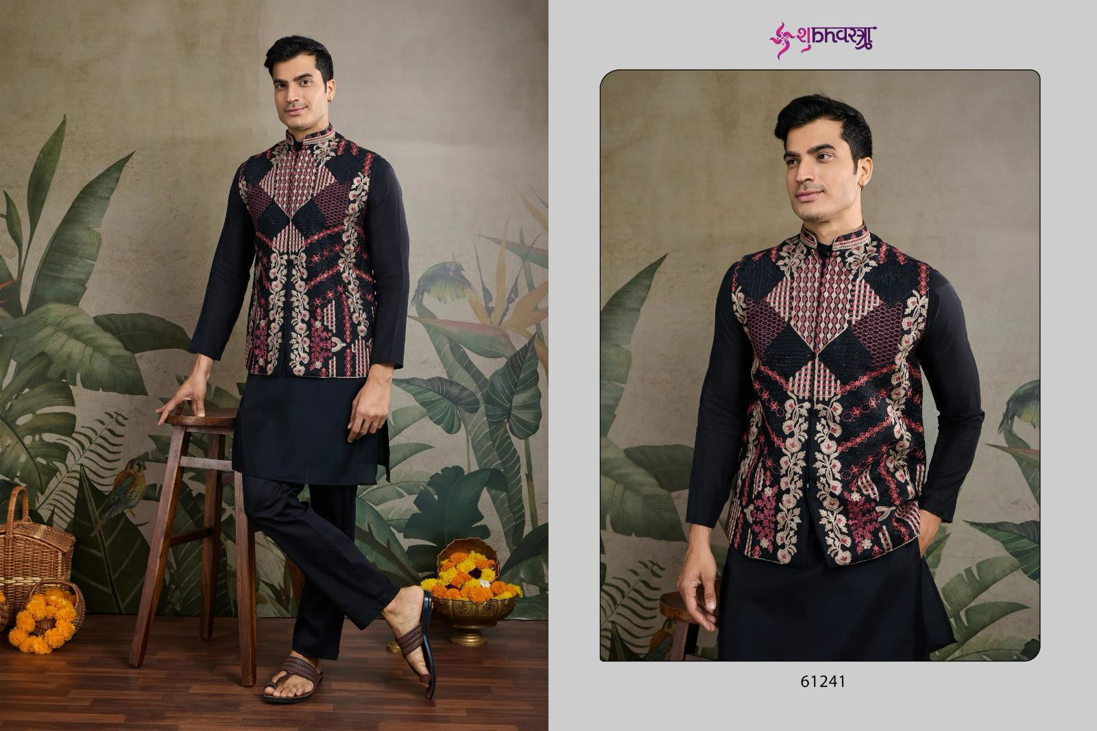 Shubhvastra Rajwada Attire 2 Viscose Silk Mens Kurta With Koti