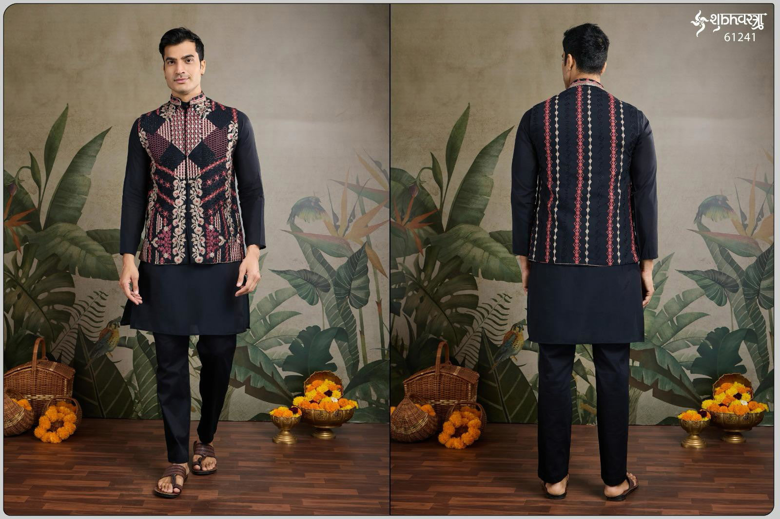 Shubhvastra Rajwada Attire 2 Viscose Silk Mens Kurta With Koti