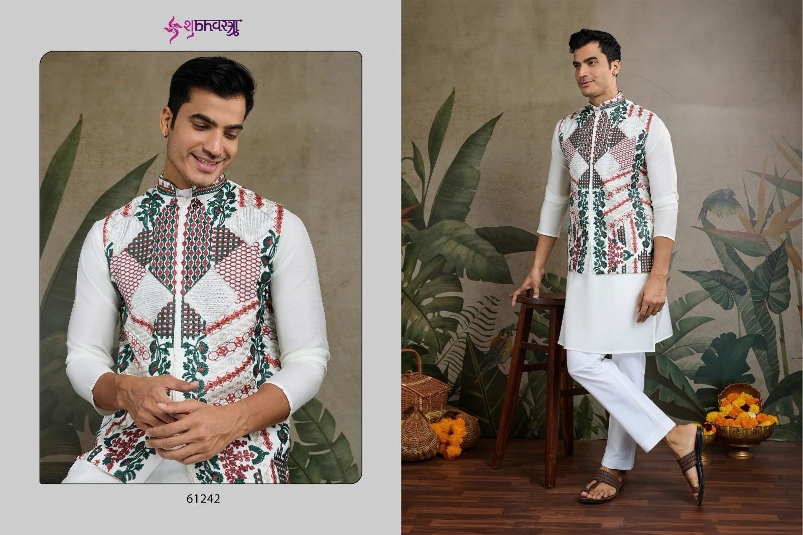 Shubhvastra Rajwada Attire 2 Viscose Silk Mens Kurta With Koti