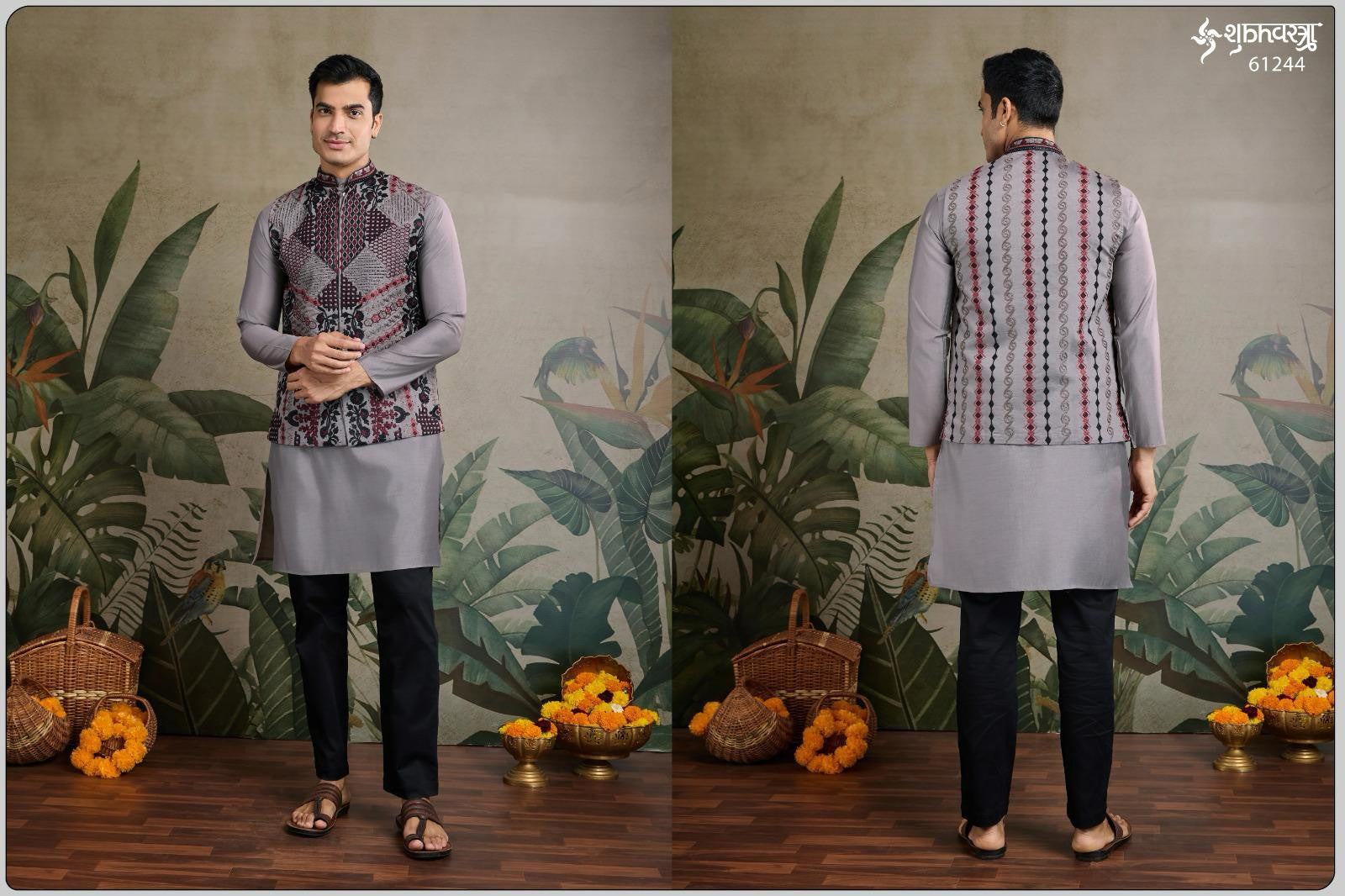 Shubhvastra Rajwada Attire 2 Viscose Silk Mens Kurta With Koti