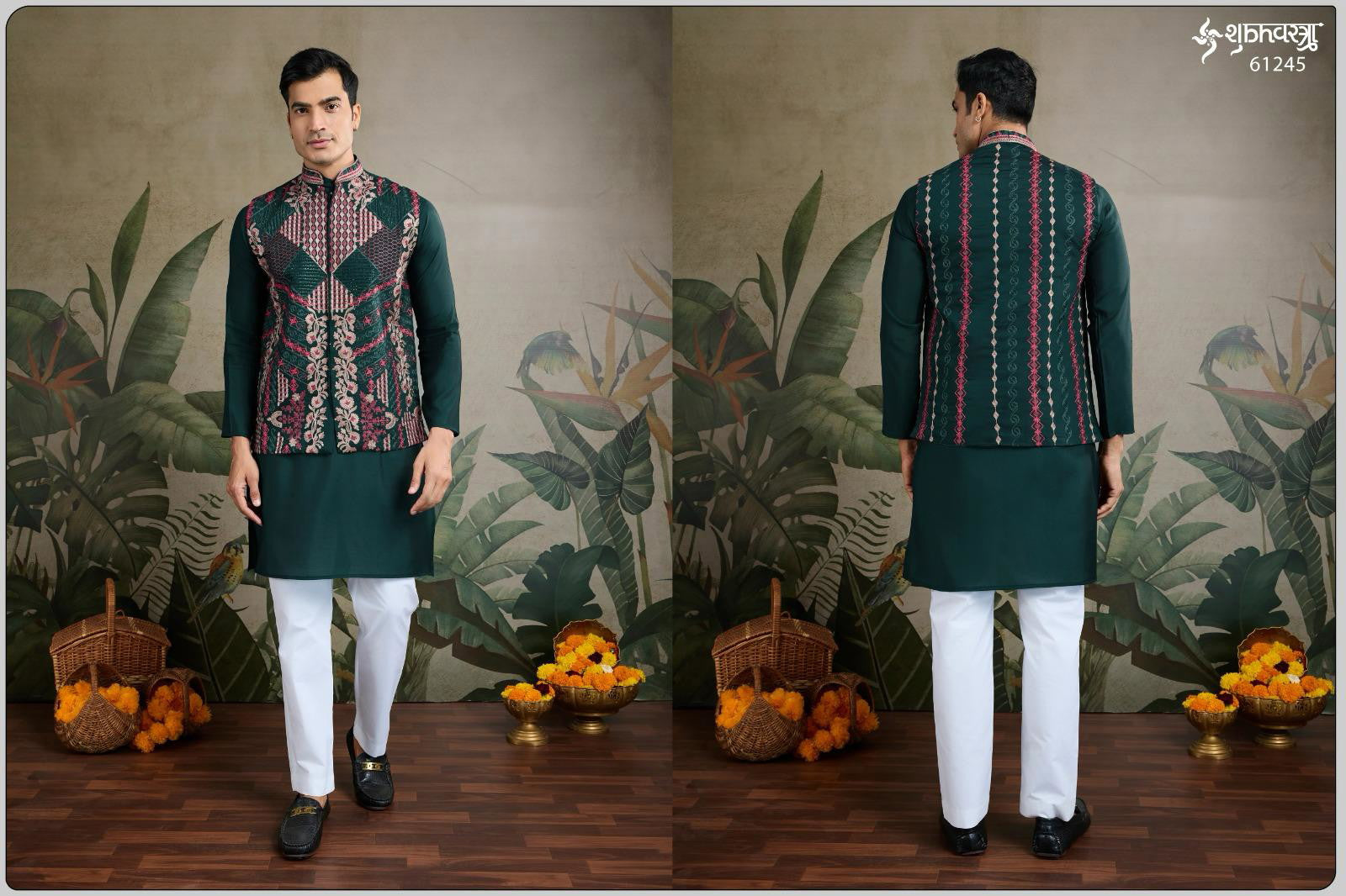 Shubhvastra Rajwada Attire 2 Viscose Silk Mens Kurta With Koti