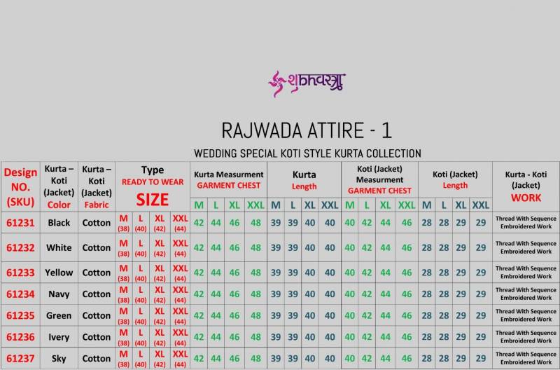 Shubhvastra Rajwada Attire 1 Cotton Mens Kurta With Koti