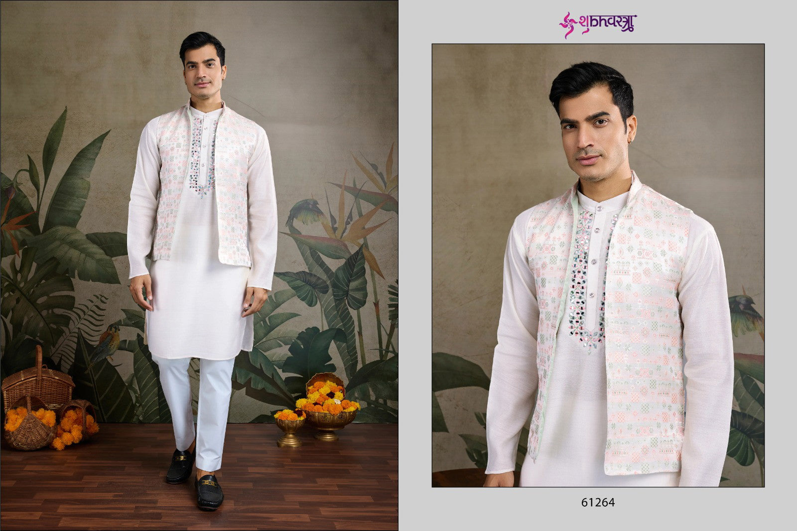 Shubhvastra Royal Drape 1 Viscose Silk Mens Kurta With Koti