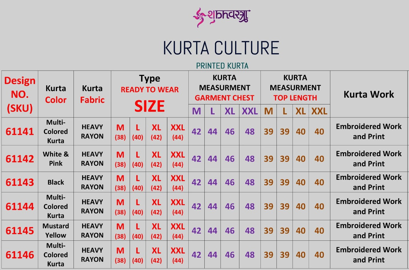 Shubhvastra Kurta Culture Rayon Embroidered Work Kurta Collection