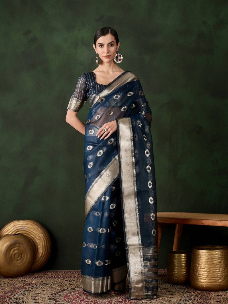 Cp 8237 Beautiful Khadi Organza Printed Sarees Collection-3