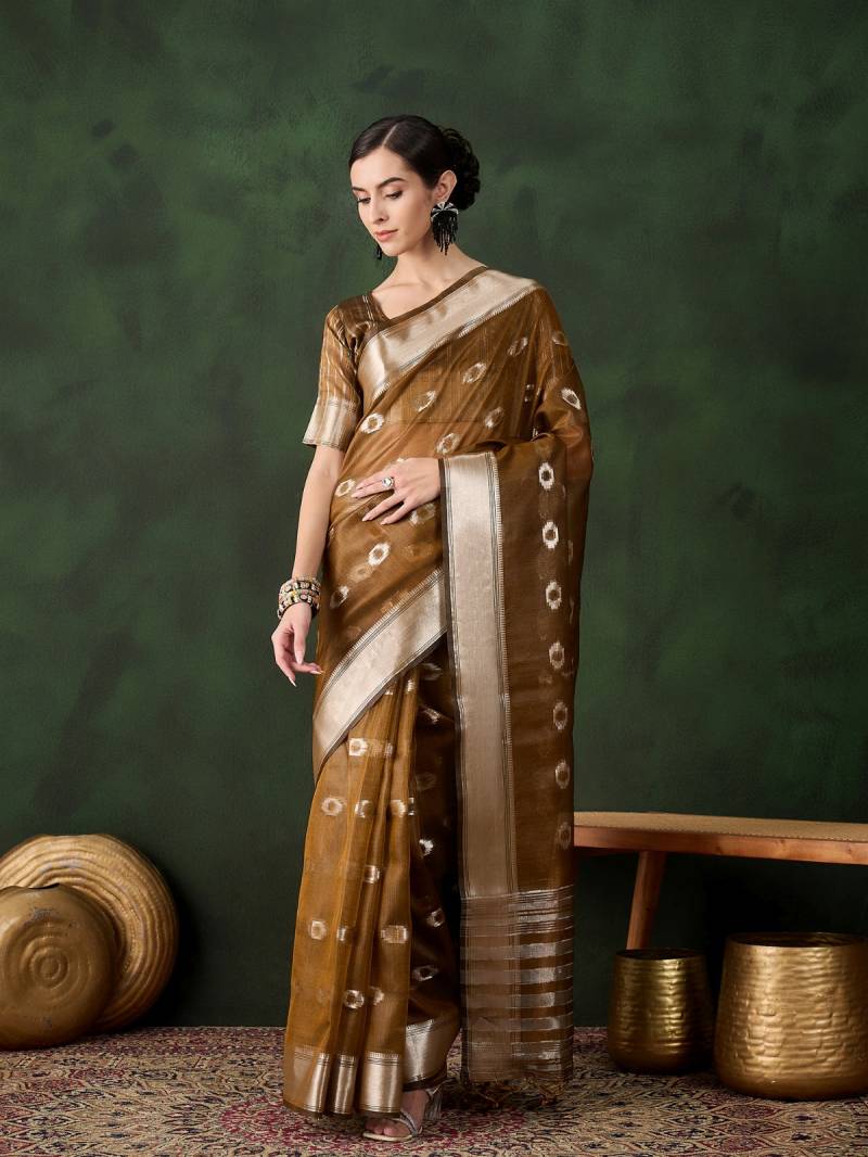 Cp 8237 Beautiful Khadi Organza Printed Sarees Collection-1