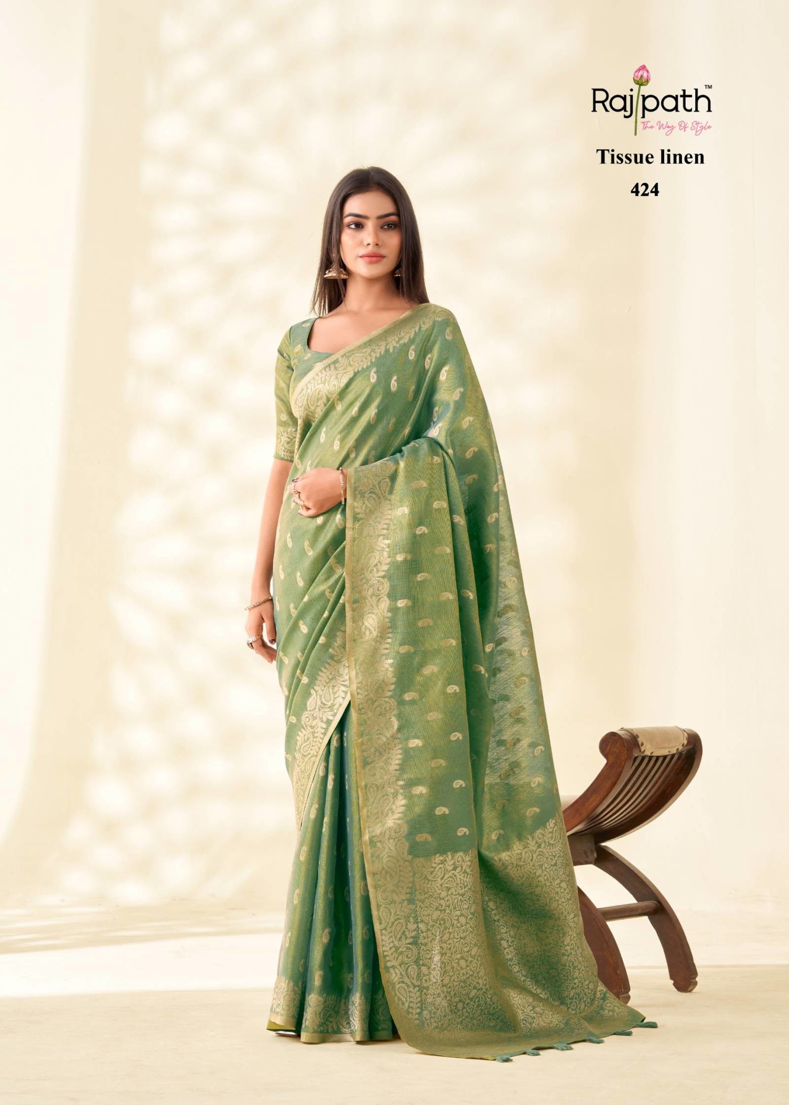 Rajpath Kanvas Silk Tissue Linen Fancy Saree
