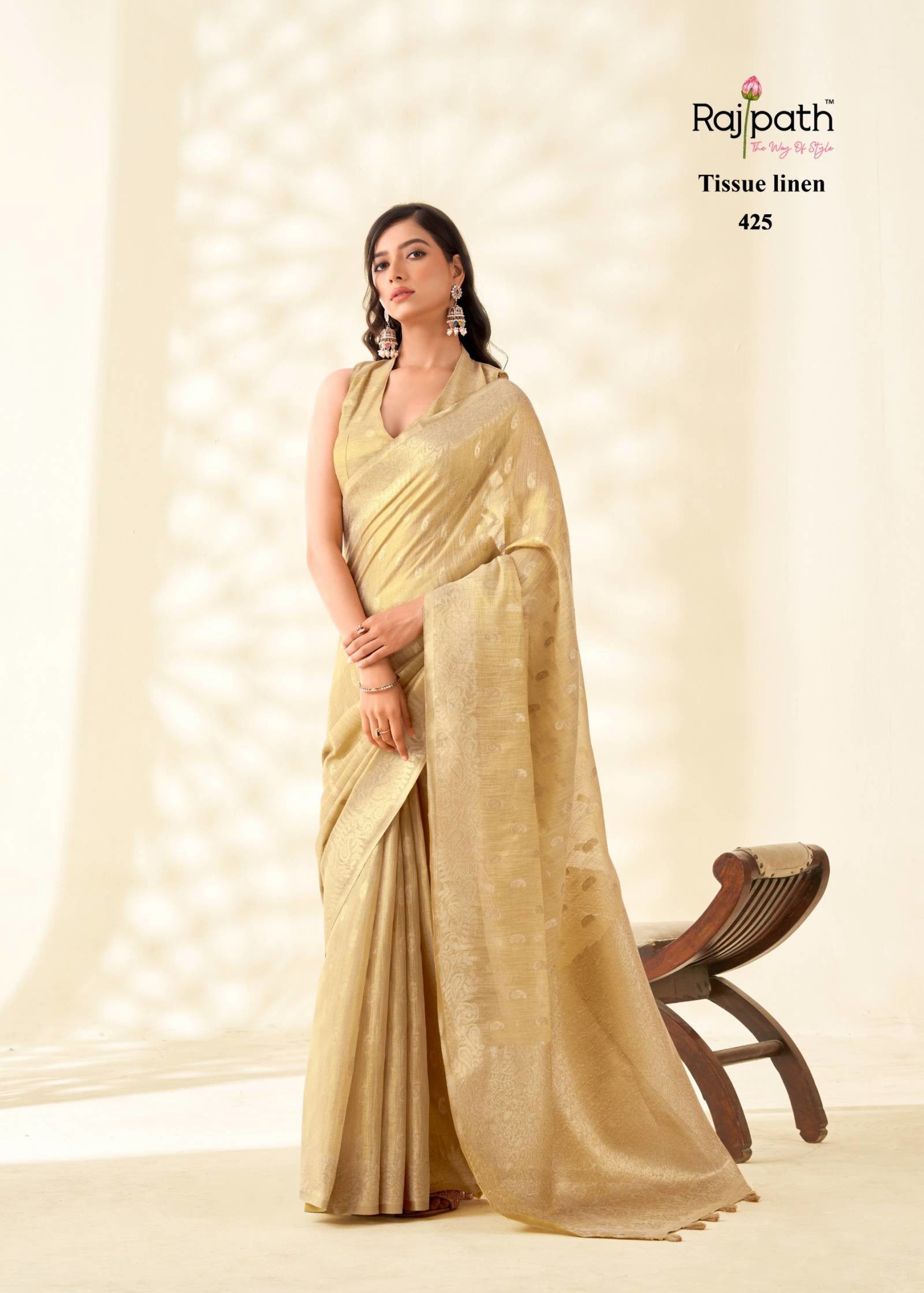 Rajpath Kanvas Silk Tissue Linen Fancy Saree