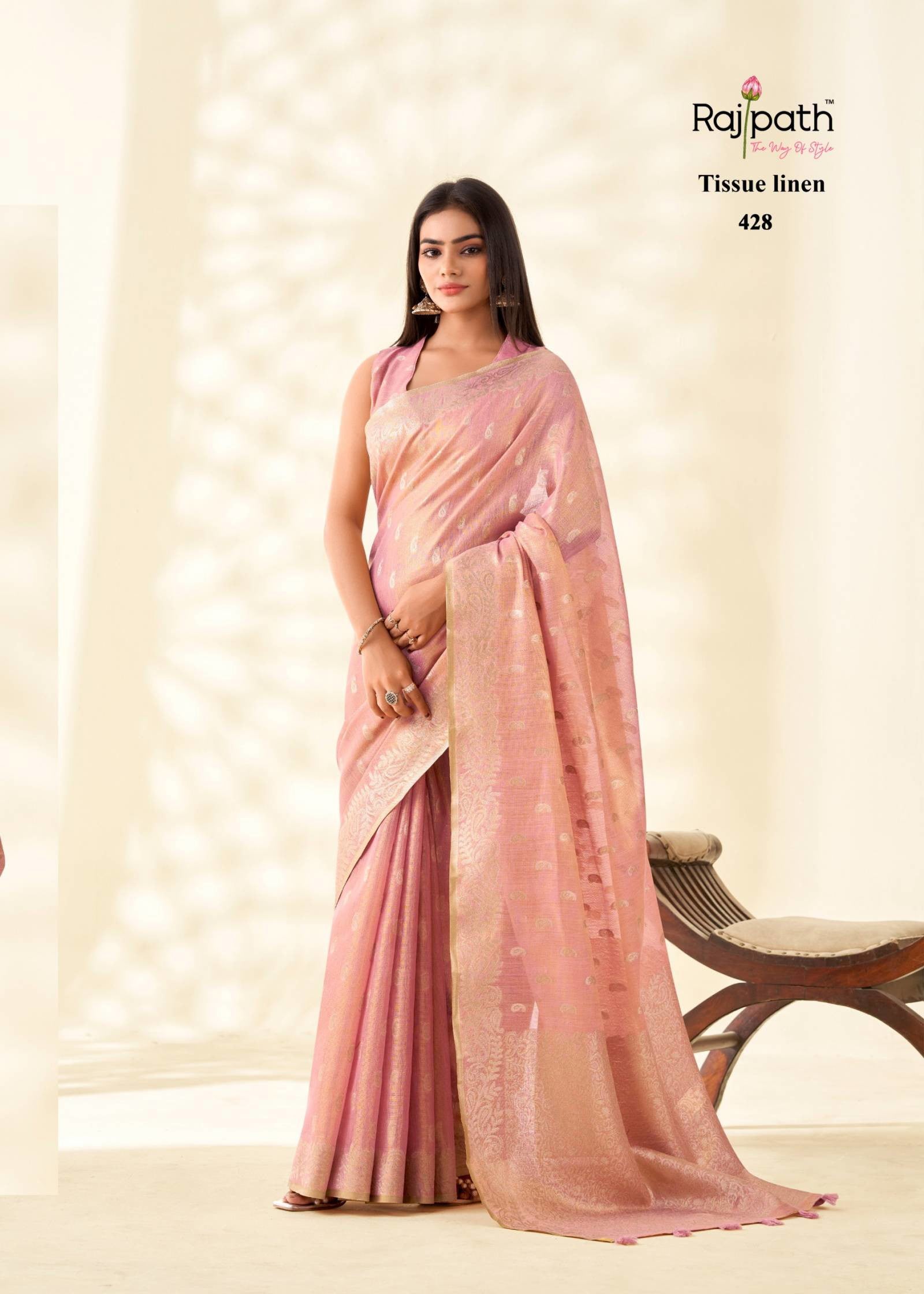 Rajpath Kanvas Silk Tissue Linen Fancy Saree