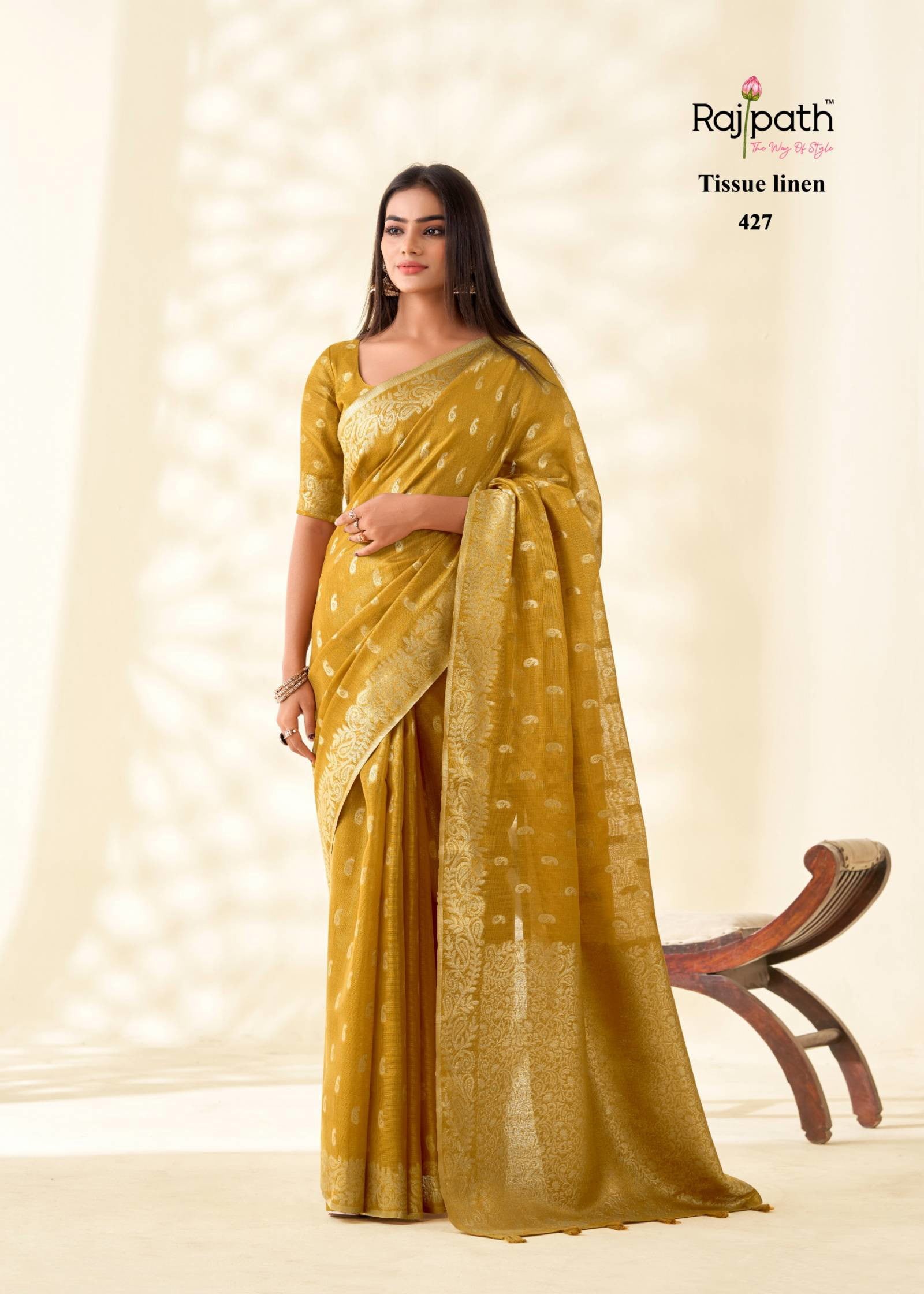 Rajpath Kanvas Silk Tissue Linen Fancy Saree