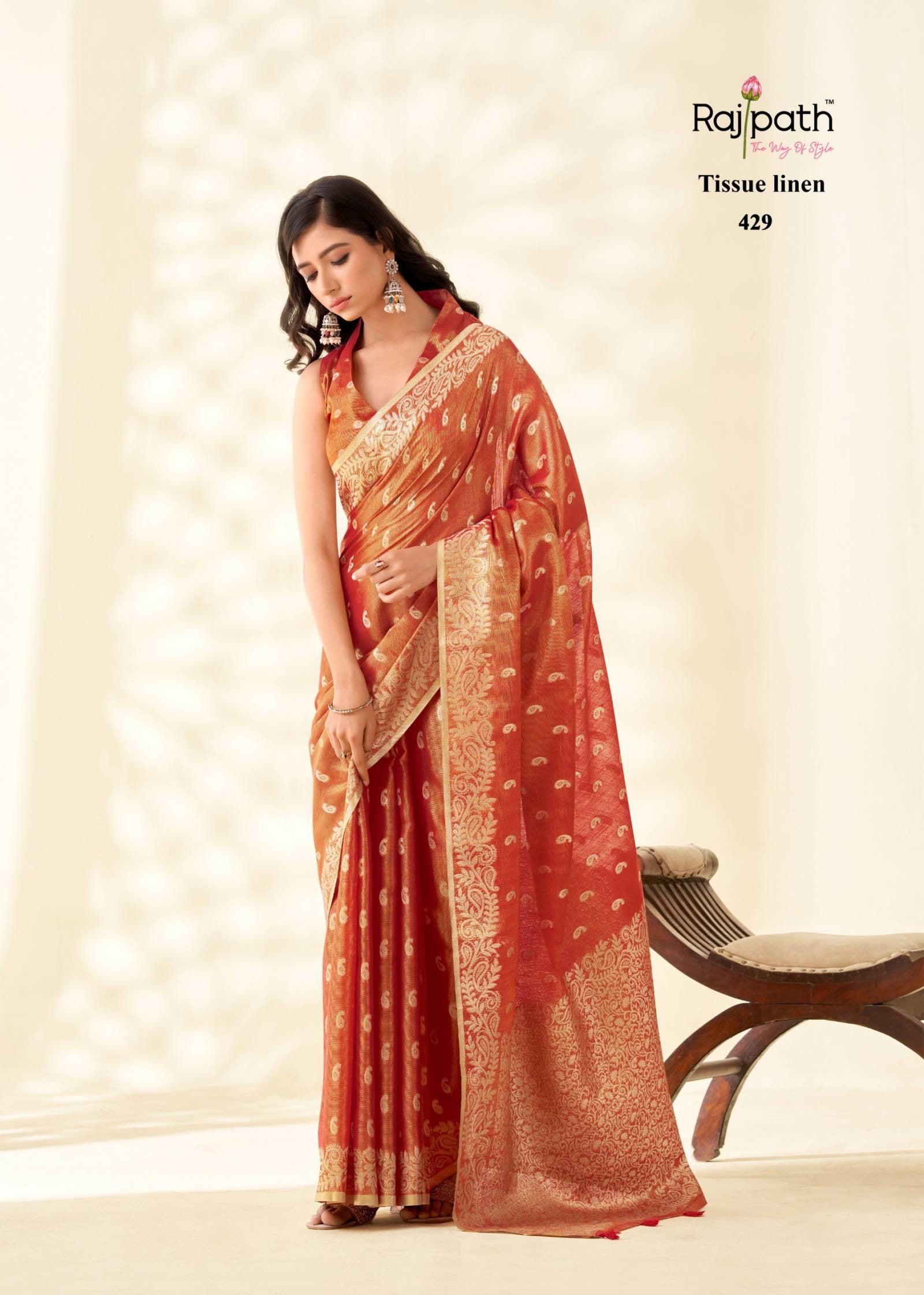 Rajpath Kanvas Silk Tissue Linen Fancy Sarees (429)
