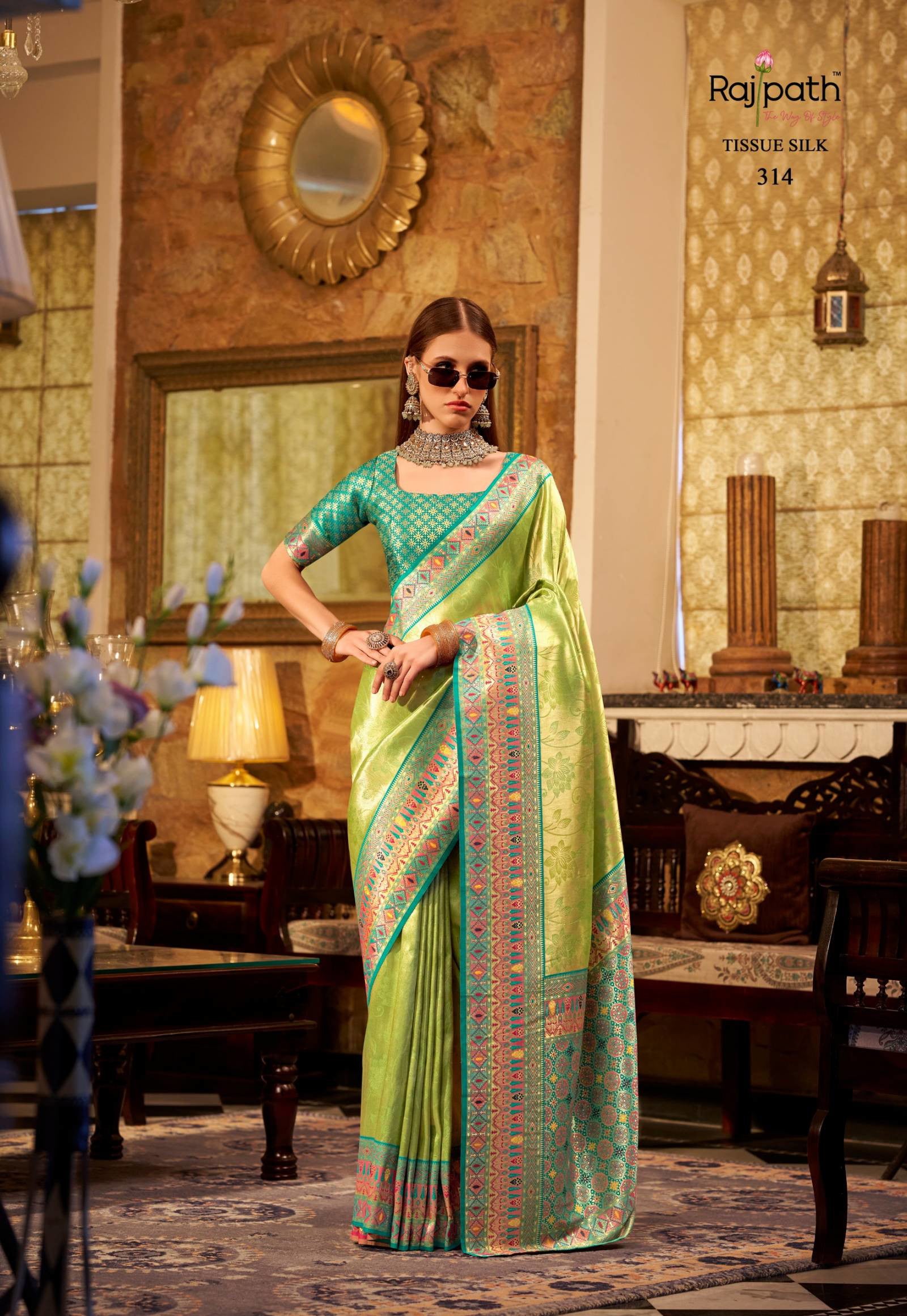 Rajpath Keshavam Tissue Silk Fancy Saree