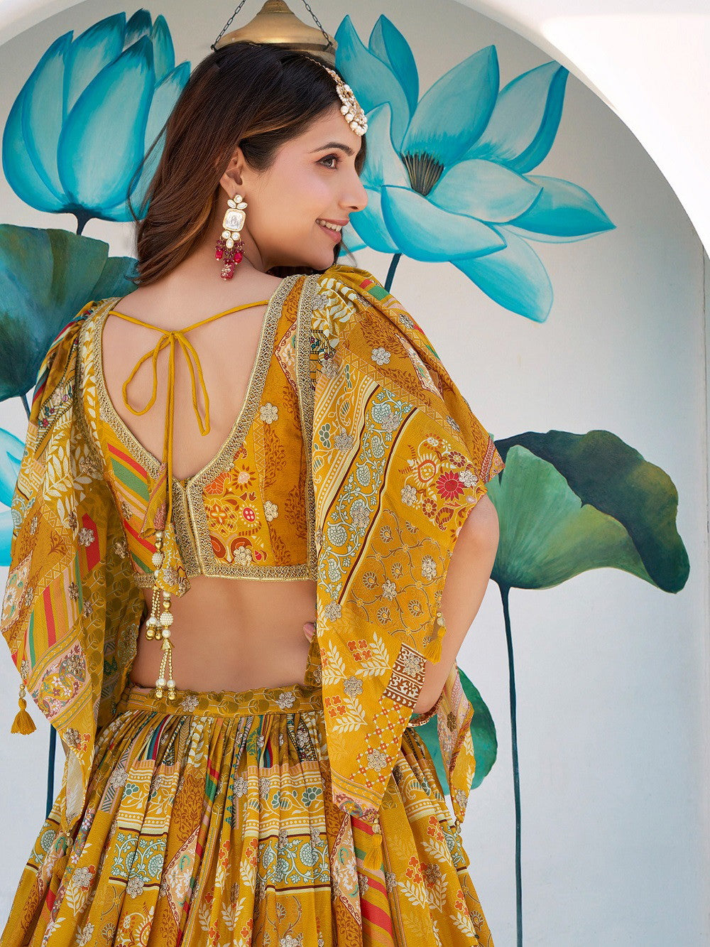Zeel 7050 Yellow Designer Chinon Embroidered Lehenga Choli