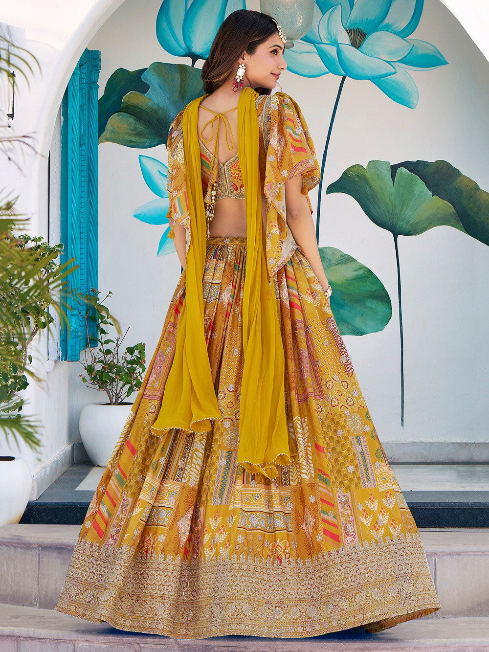 Zeel 7050 Yellow Designer Chinon Embroidered Lehenga Choli