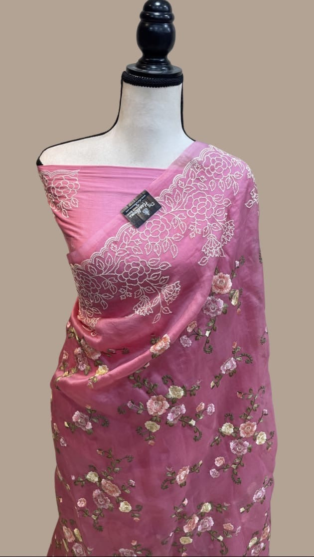 Banarasi Organza Embroidery Work Saree