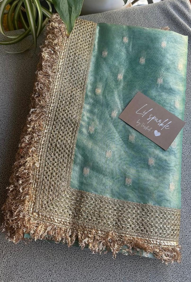 Banarasi Tissue Silk Saree with Booti Work and Lace Border in multiple color options