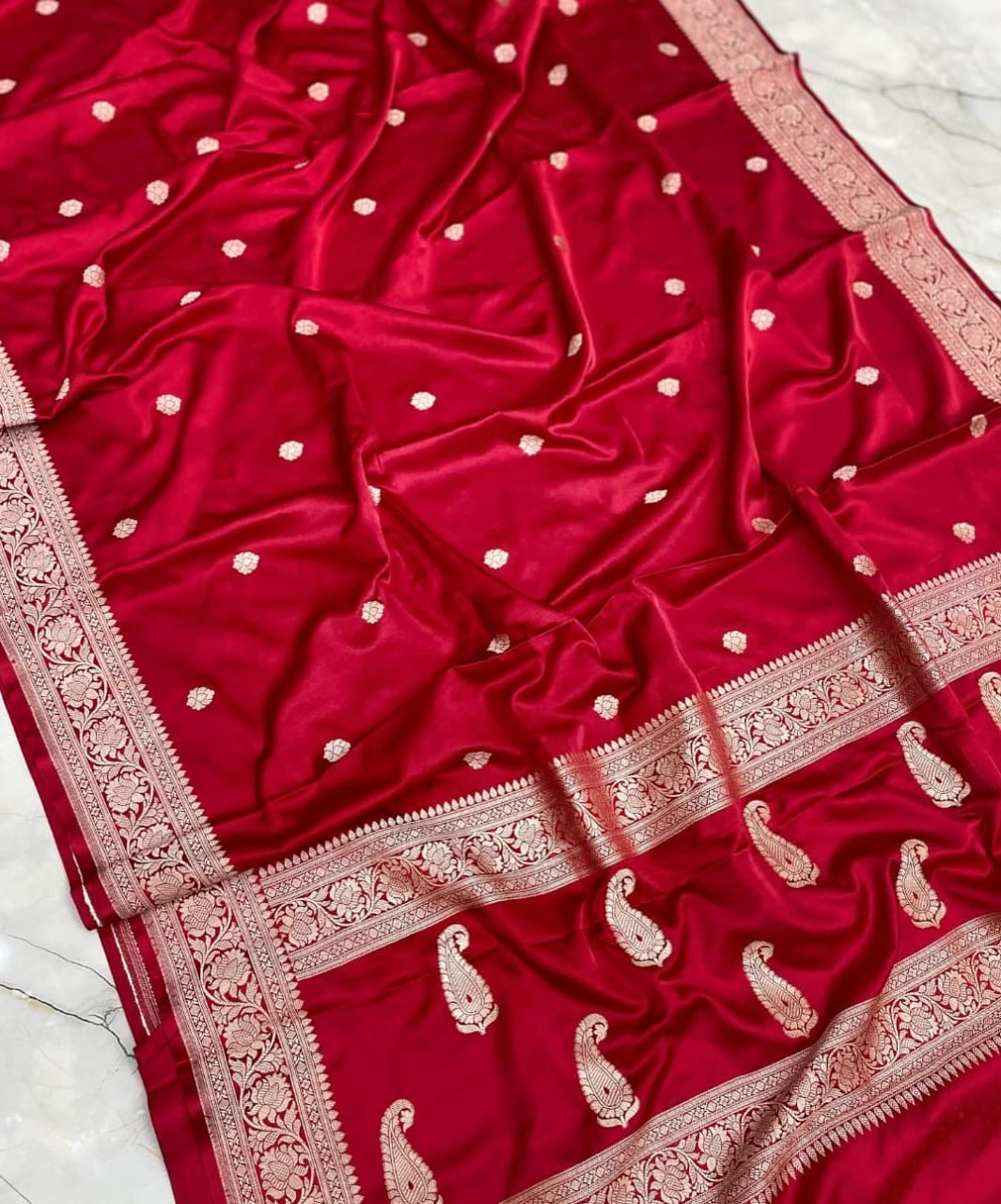 Handloom Banarasi Mashru Katan Silk Saree with booti work