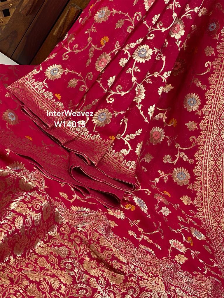 Banarasi Georgette Soft Silk Saree with floral design