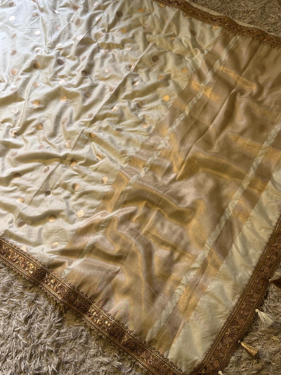 Banarasi Raw Mango Katan Silk Saree with Contrast Blouse