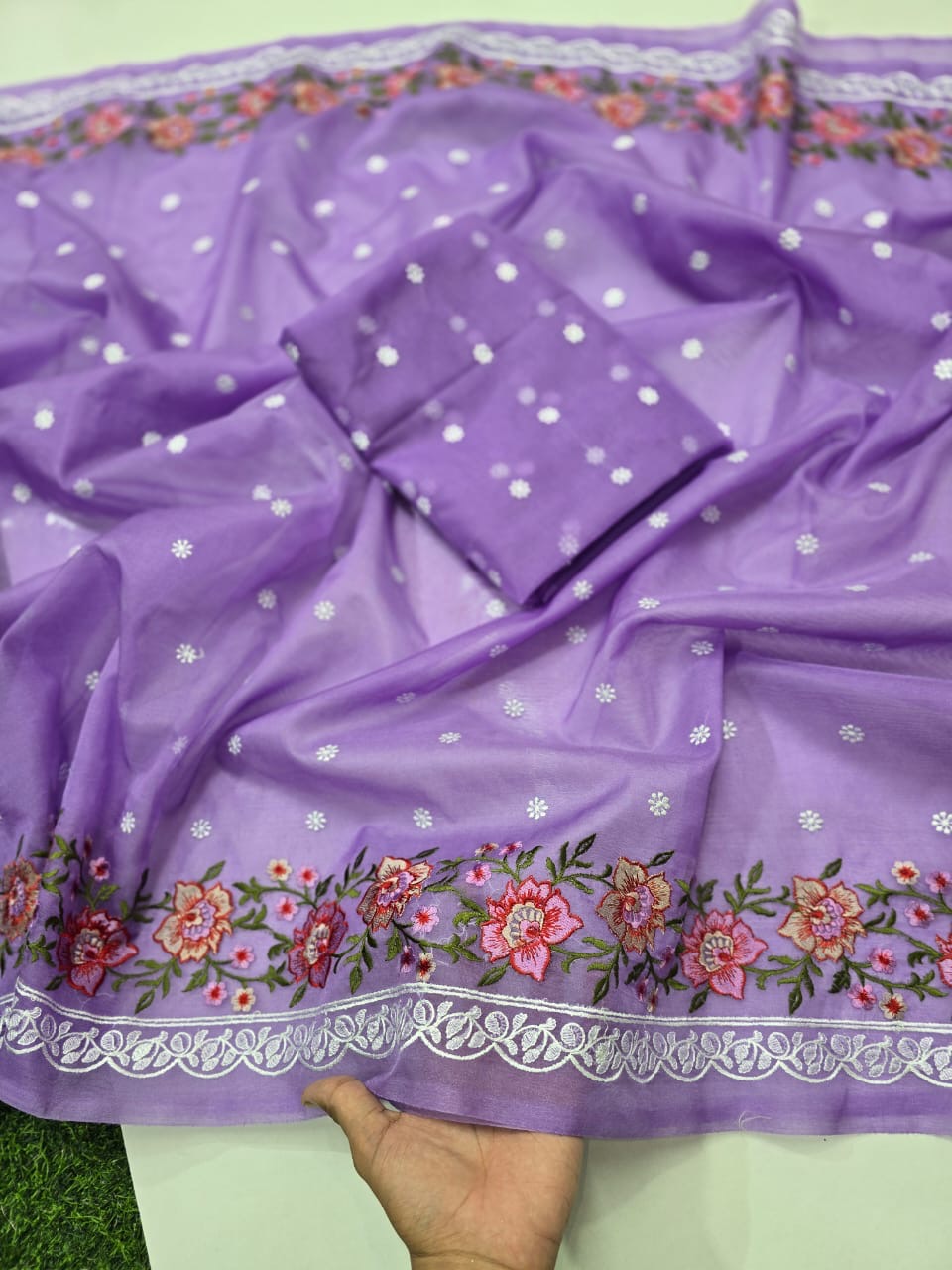 Banarasi Kora Organza Saree with Embroidery Work