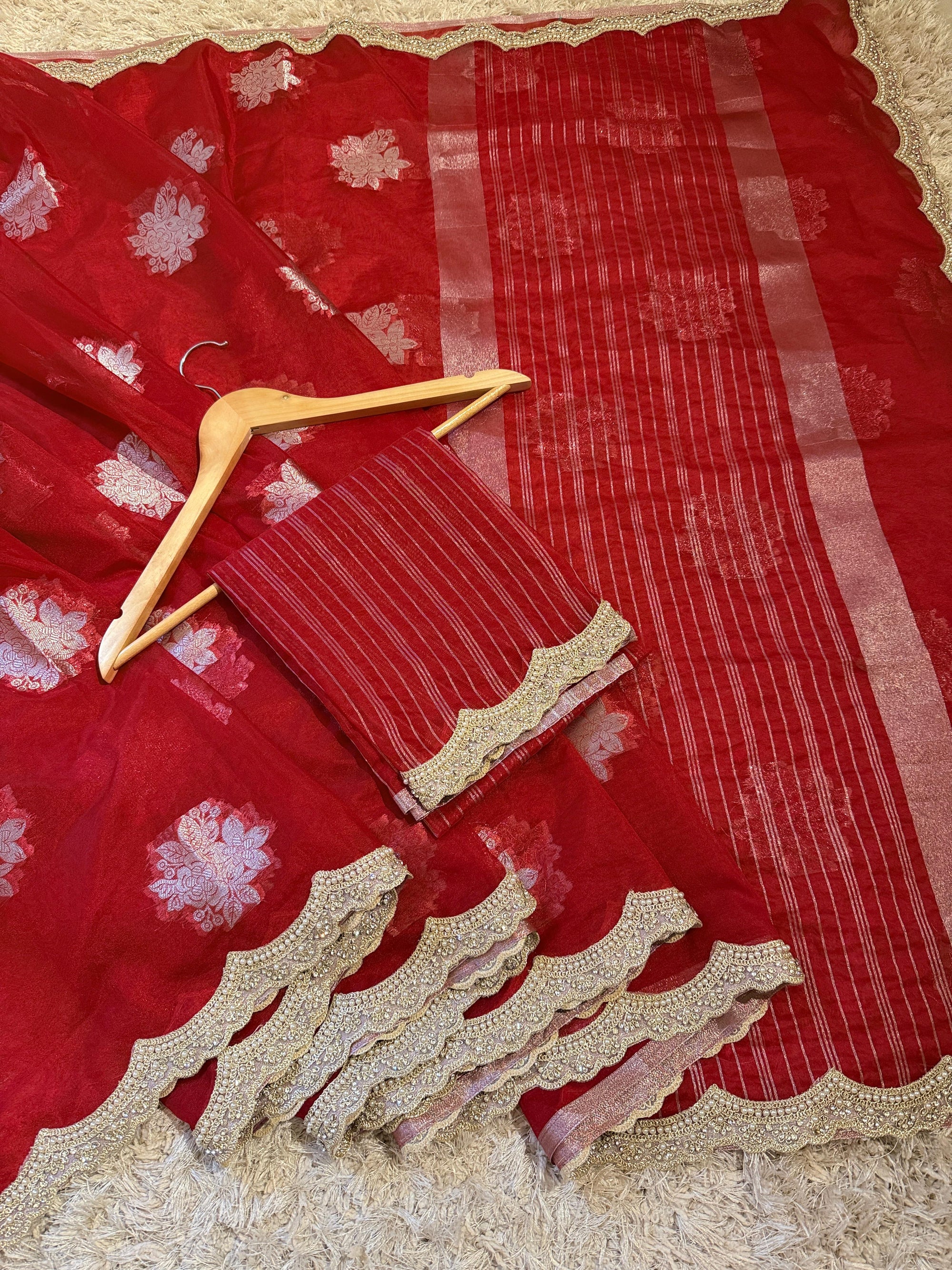 Banarasi Kora Organza Saree with Lace Border