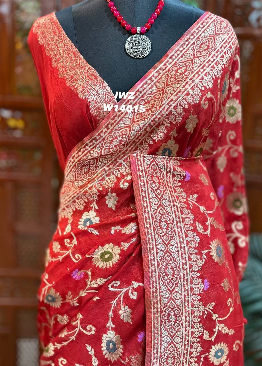 Banarasi Georgette Soft Silk Saree with floral design