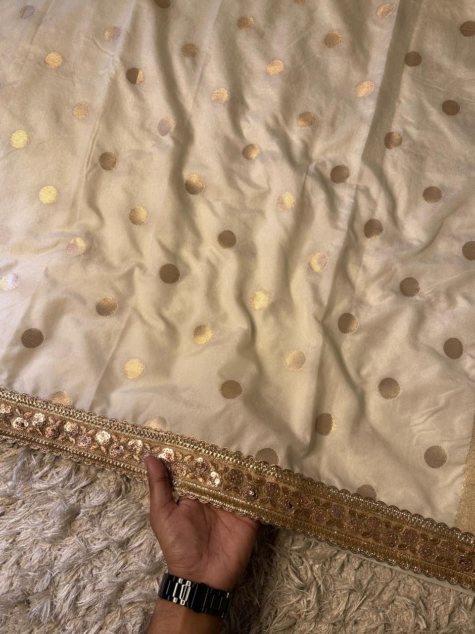 Banarasi Raw Mango Katan Silk Saree with Contrast Blouse