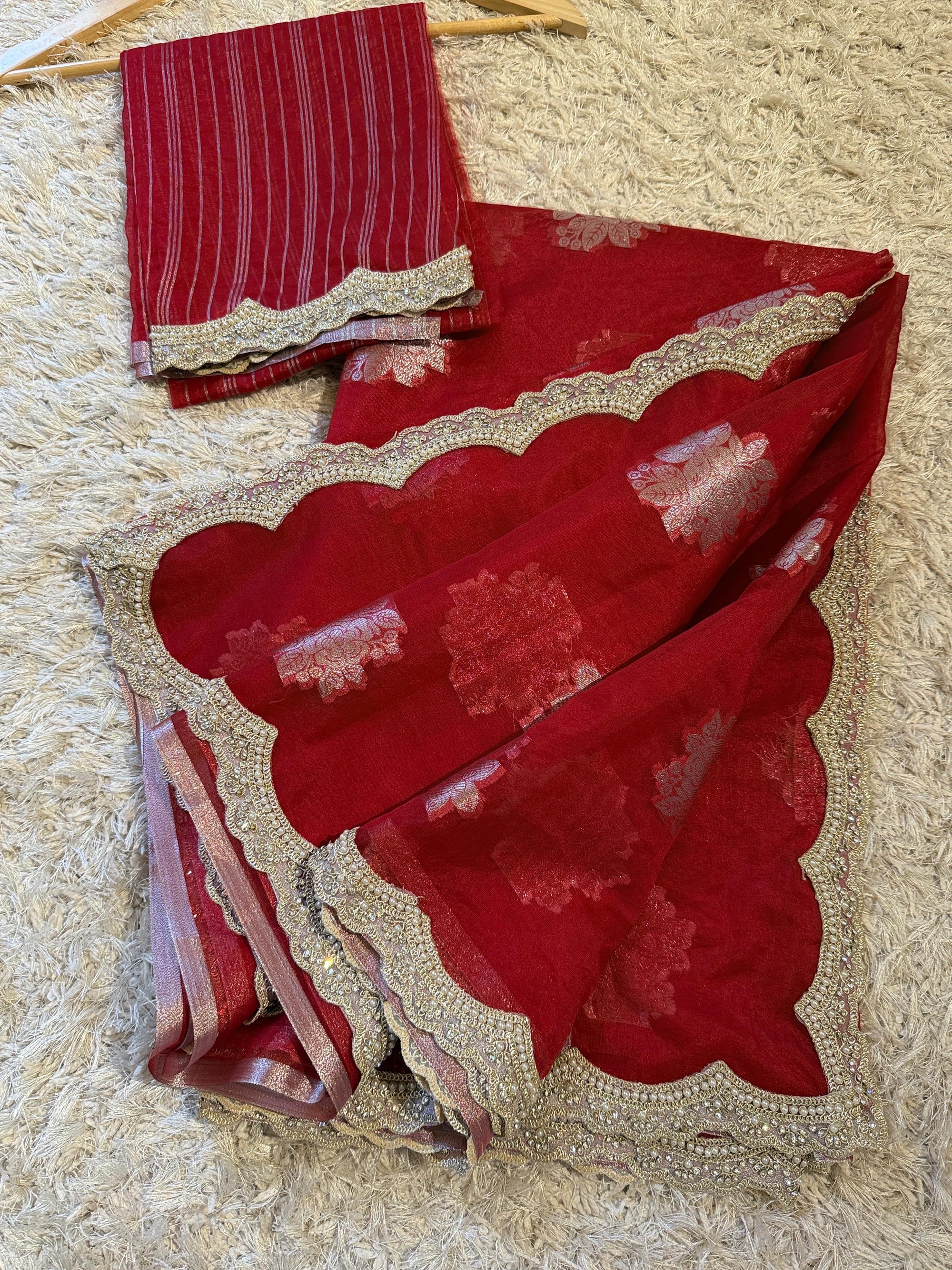 Banarasi Kora Organza Saree with Lace Border