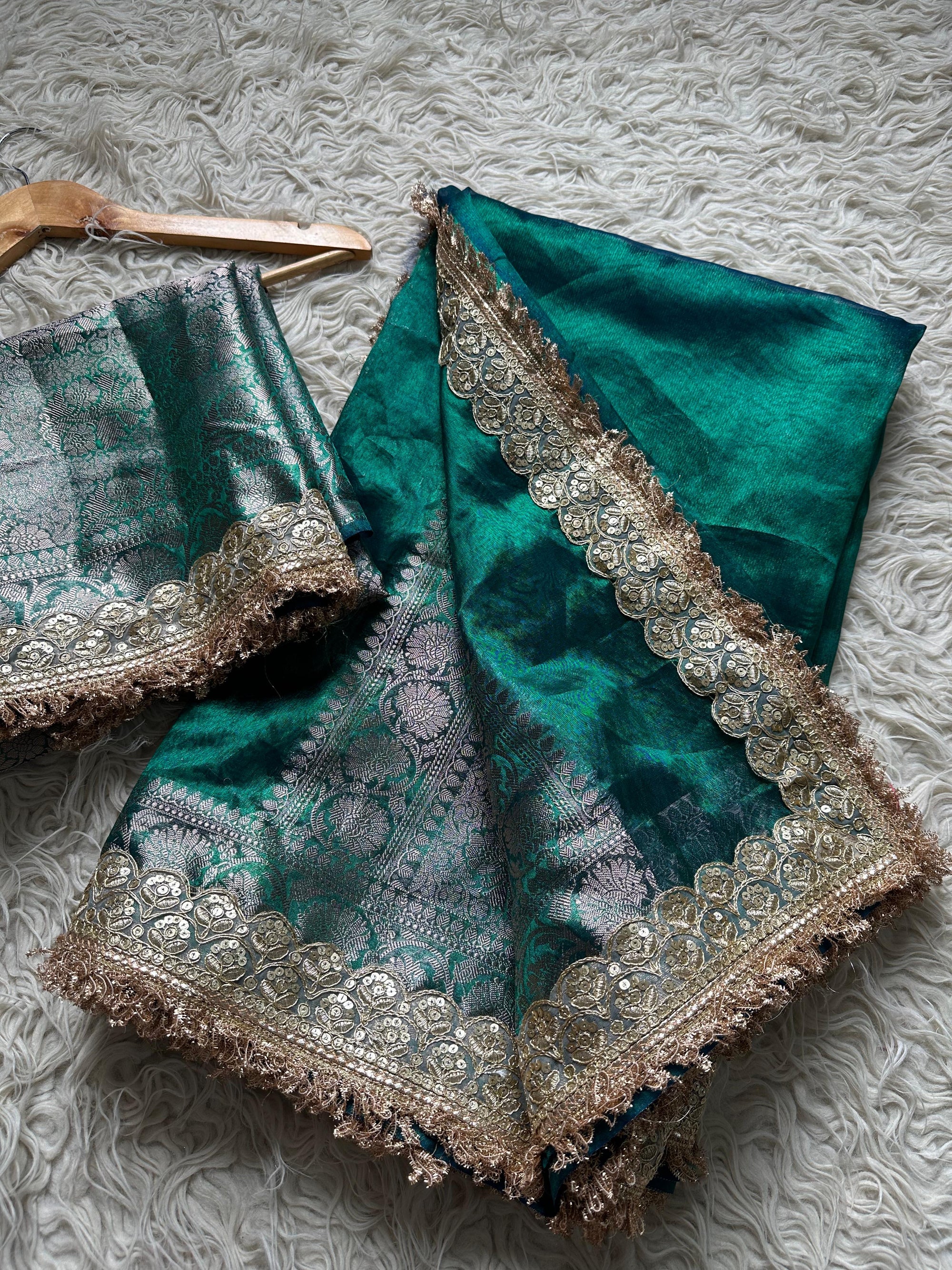 Banarasi Tissue Silk Saree with Lace Border