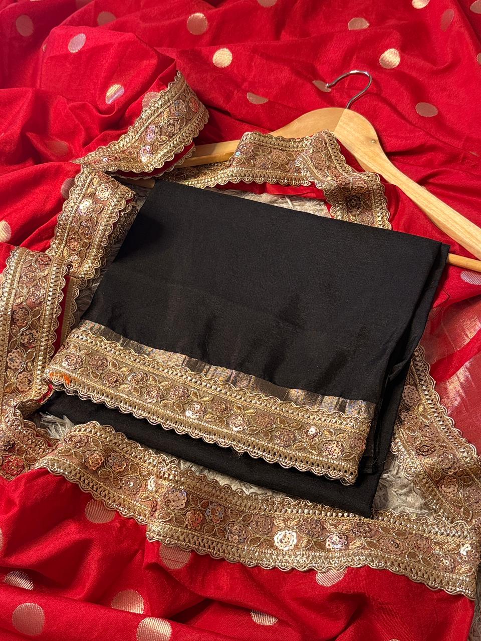 Banarasi Raw Mango Katan Silk Saree with Contrast Blouse