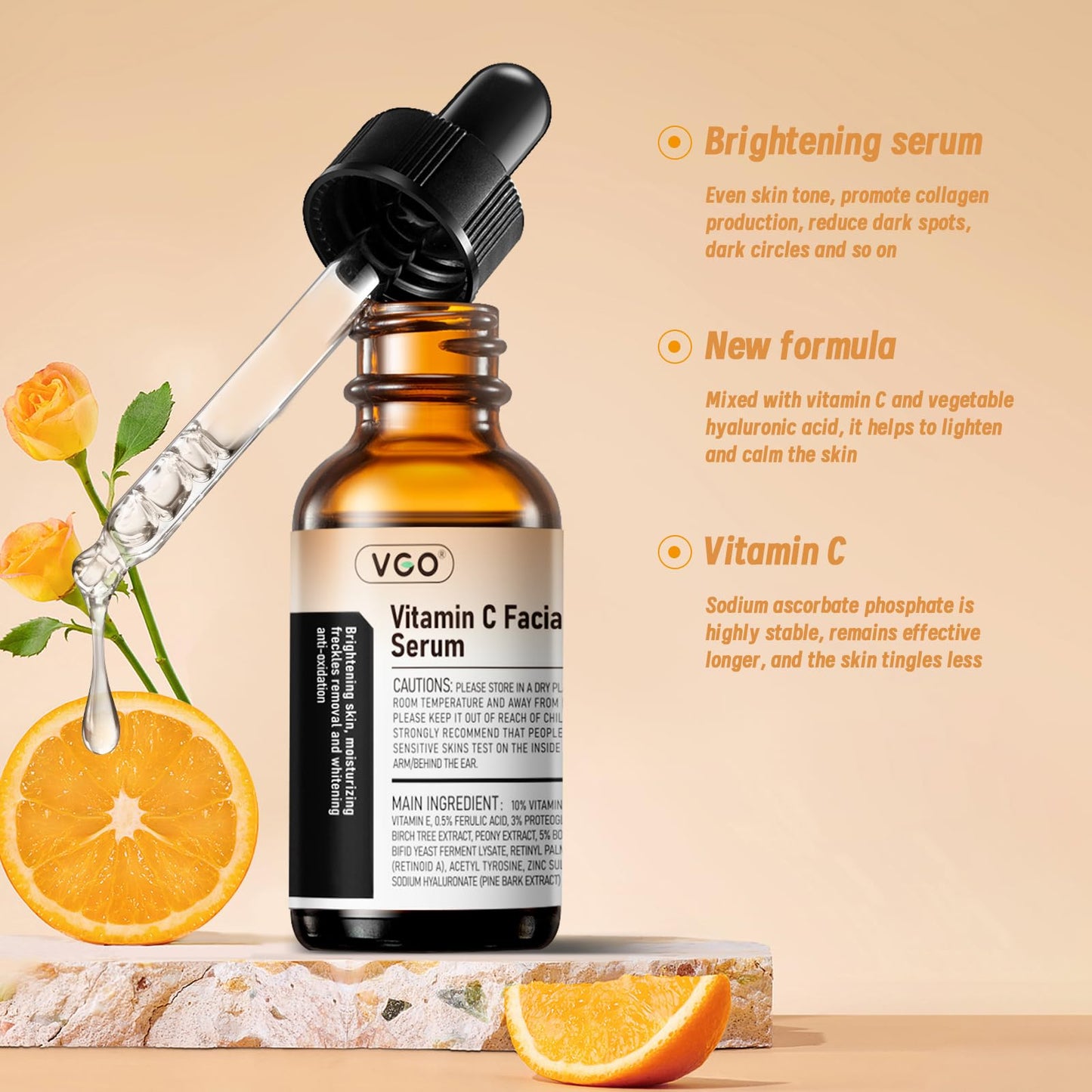 VGO Vitamin C Vitamin E Facial Serum, 30ml / 1.01oz