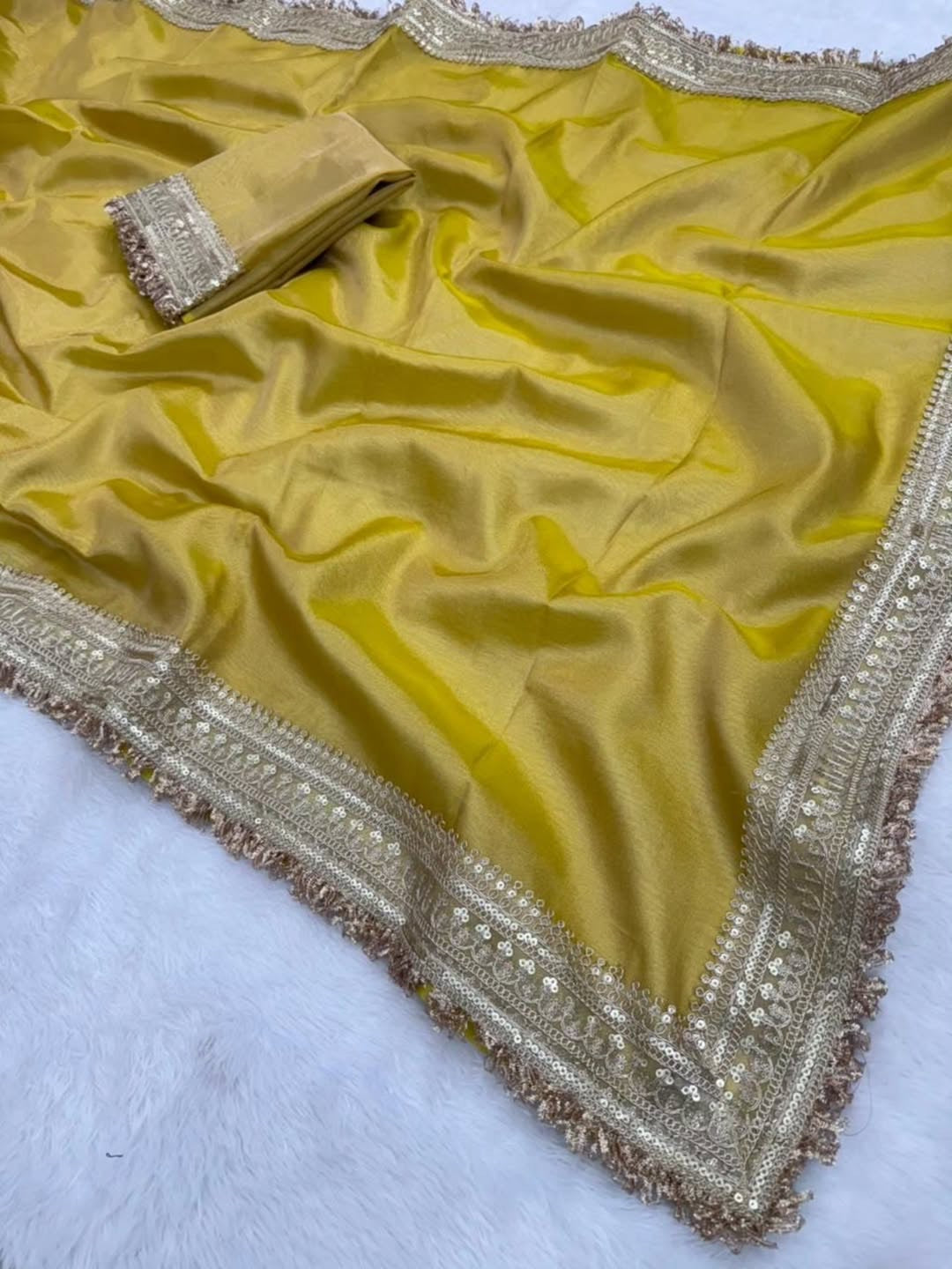 Banarasi Glass Tissue Silk Saree with Lace Border