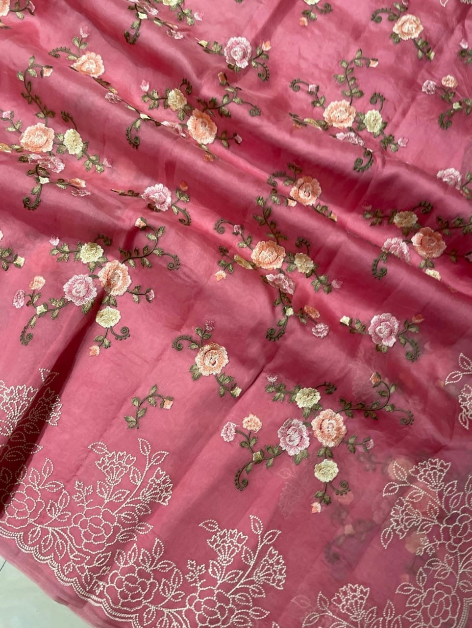 Banarasi Organza Embroidery Work Saree