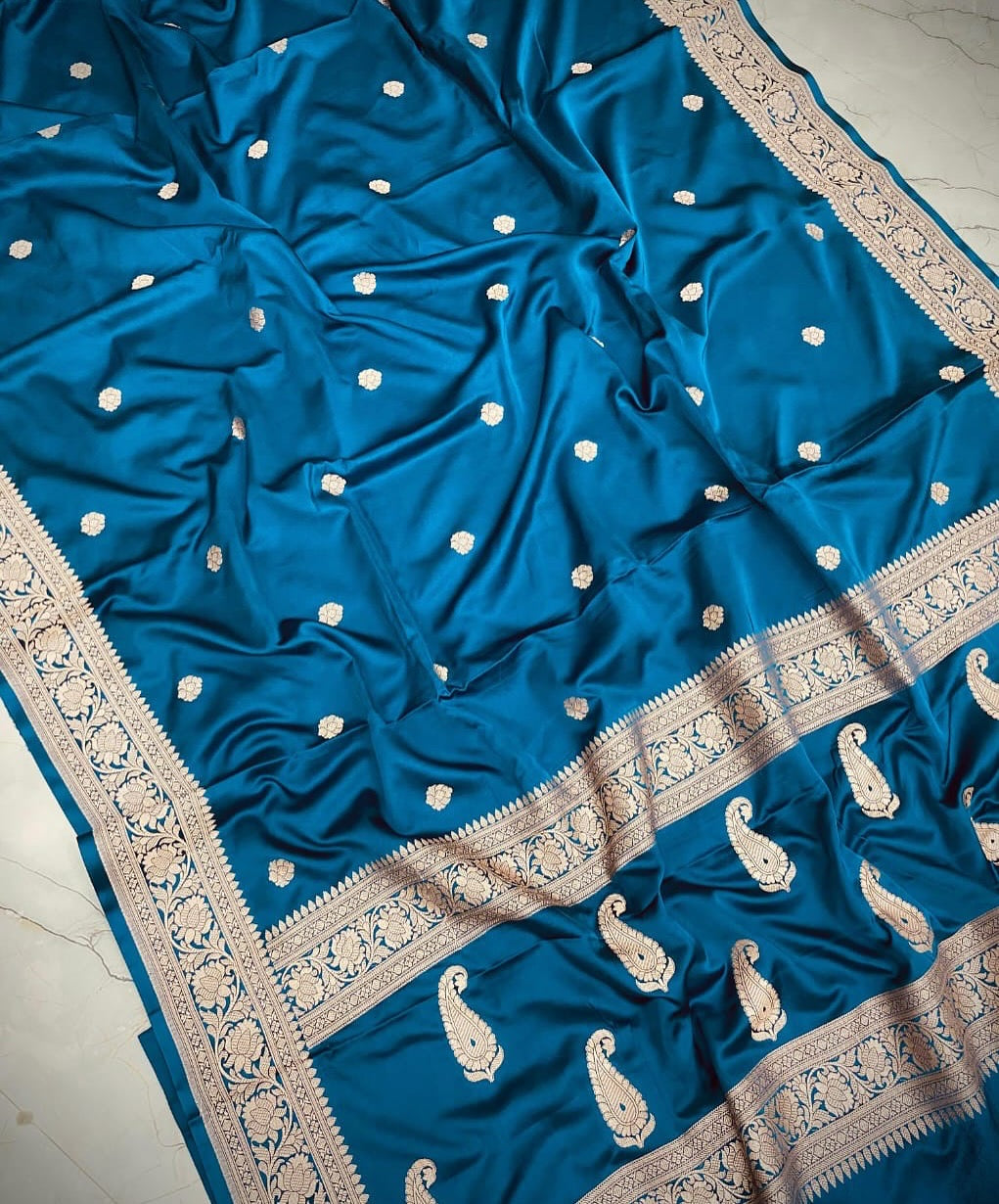 Handloom Banarasi Mashru Katan Silk Saree with booti work