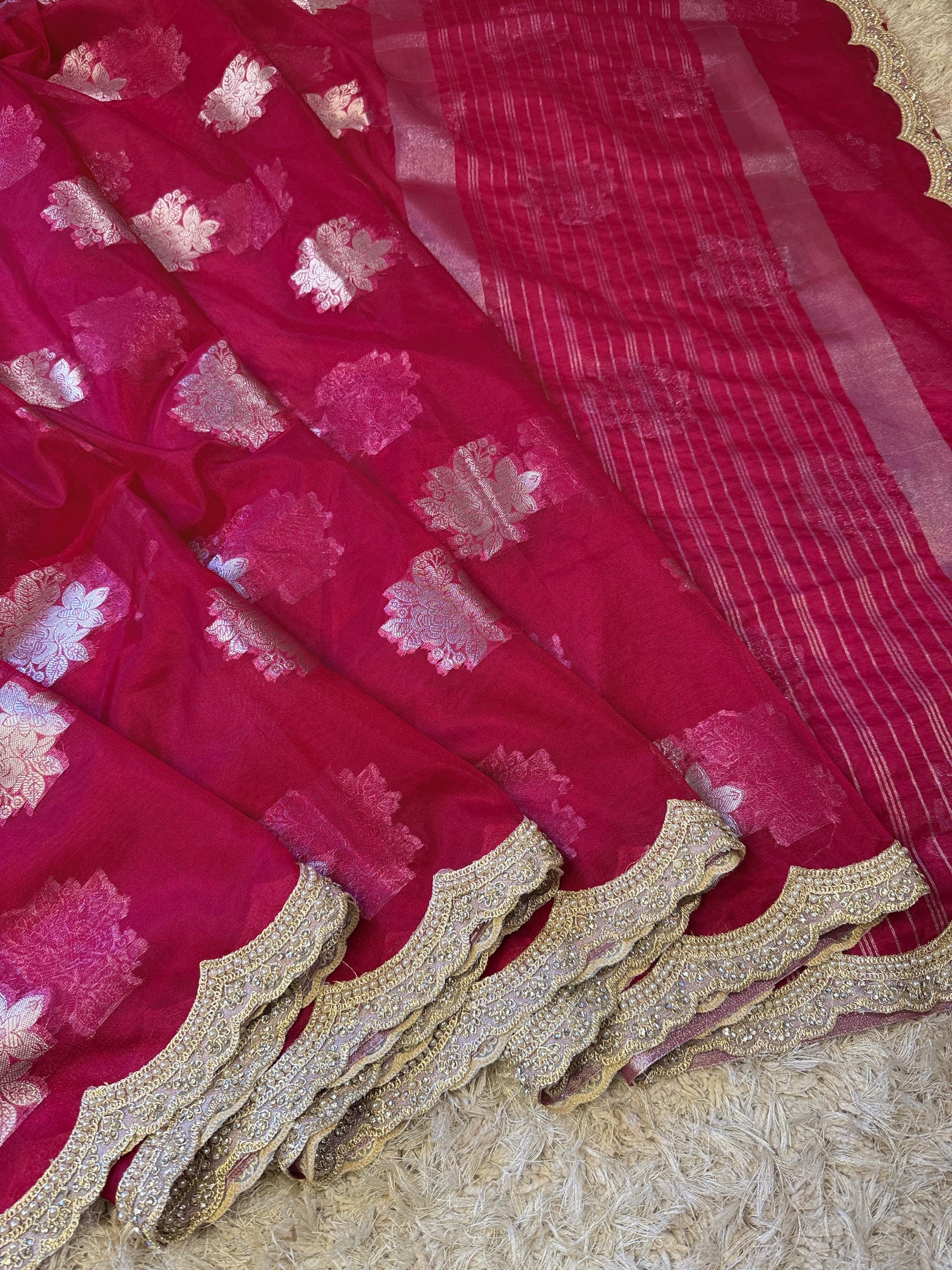 Banarasi Kora Organza Saree with Lace Border