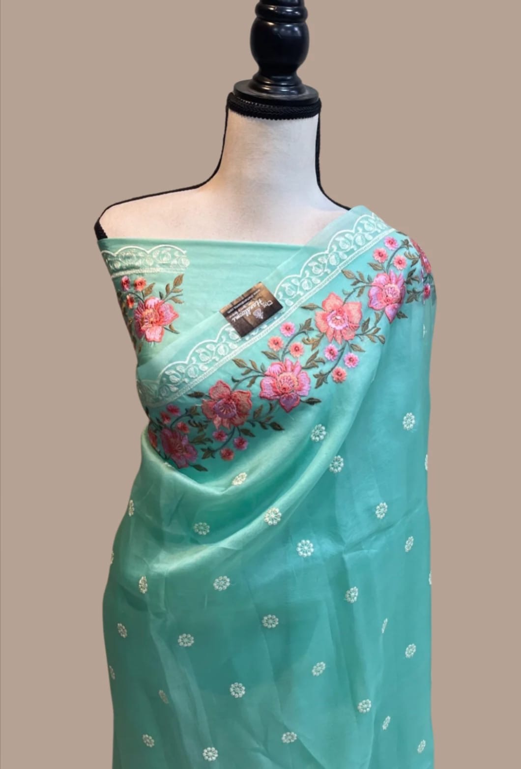 Banarasi Kora Organza Saree with Embroidery Work