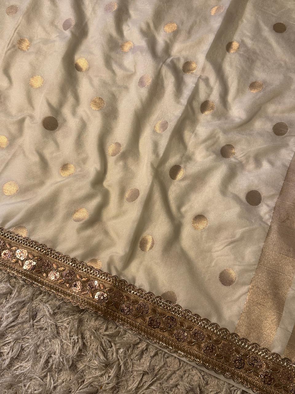 Banarasi Raw Mango Katan Silk Saree with Contrast Blouse