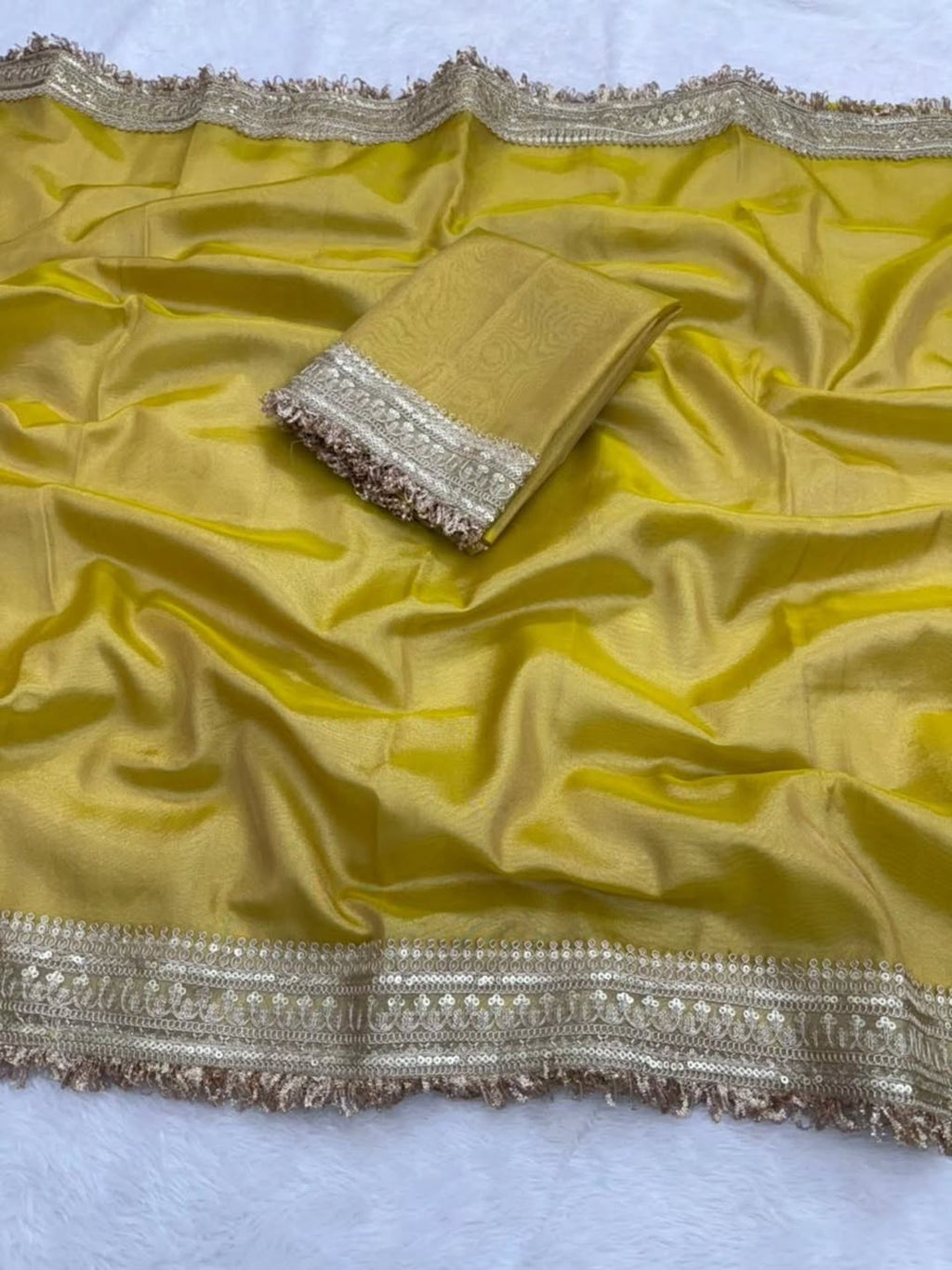 Banarasi Glass Tissue Silk Saree with Lace Border