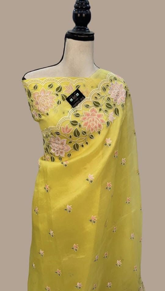 Banarasi Organza Embroidery Work Saree