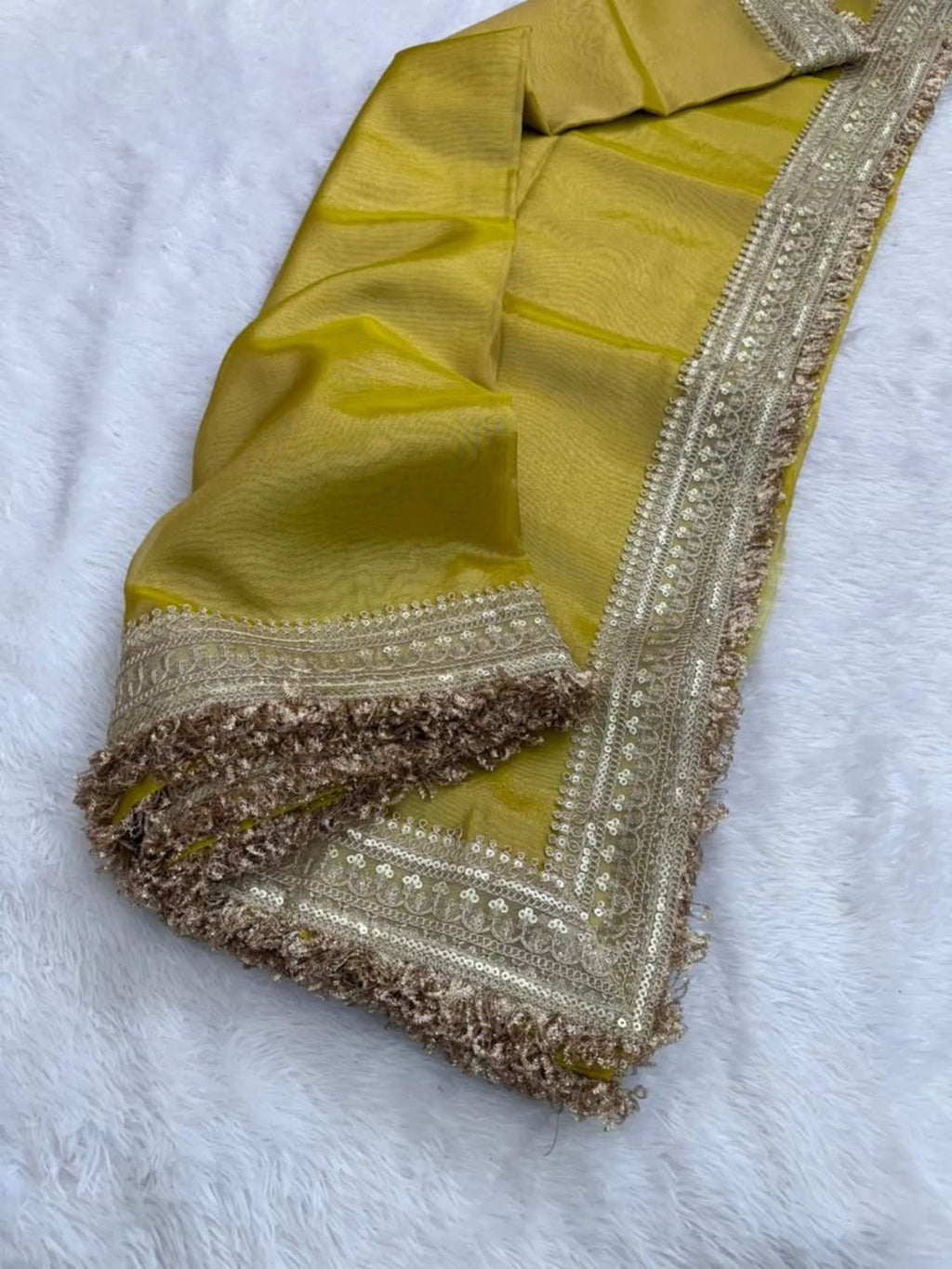 Banarasi Glass Tissue Silk Saree with Lace Border