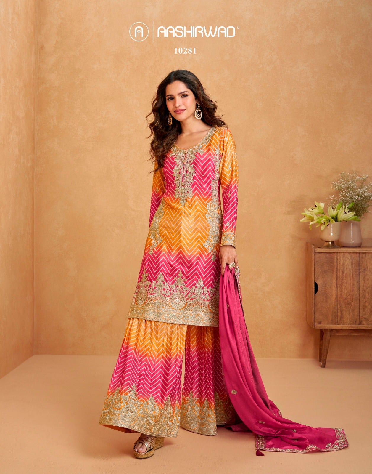 Aashirwad Raaga Premium Chinon Silk Salwar Kameez