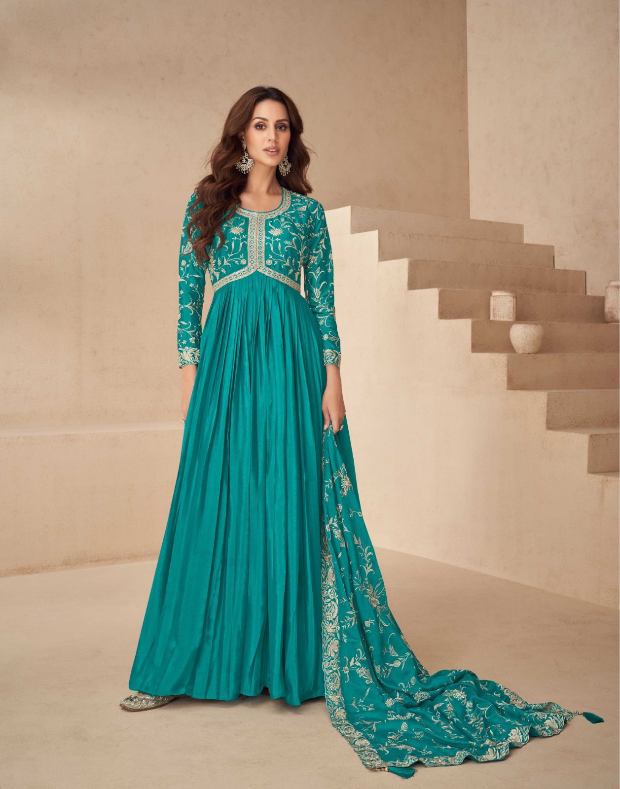 Aashirwad Kesariya Designer Gown With Dupatta Collection