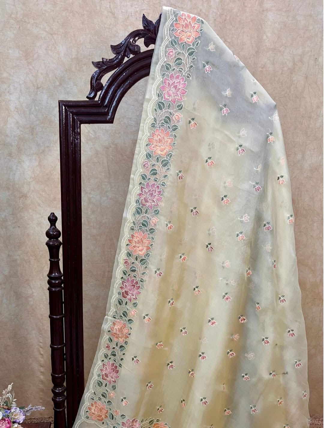 Banarasi Organza Embroidery Work Saree