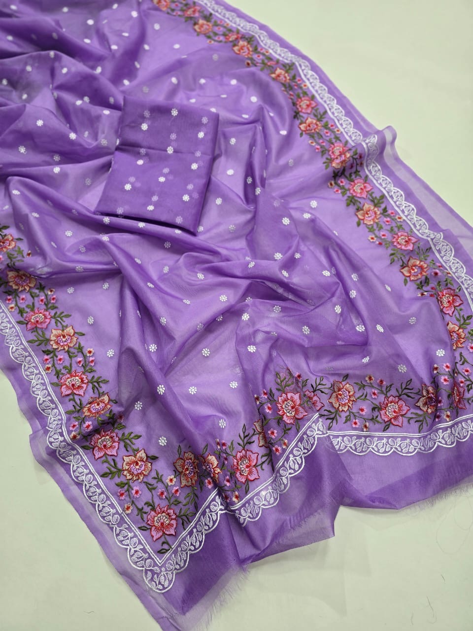 Banarasi Kora Organza Saree with Embroidery Work