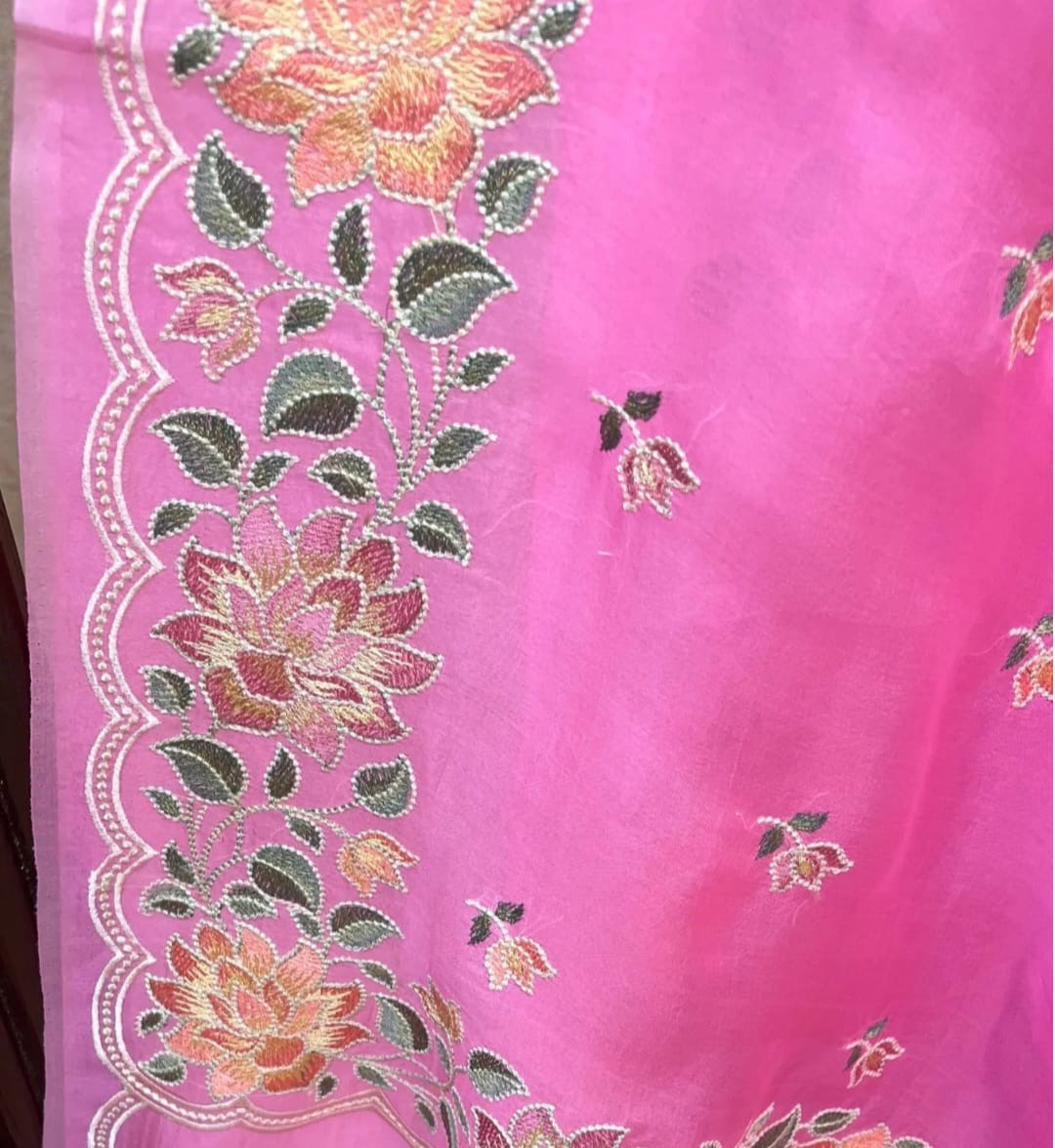 Banarasi Organza Embroidery Work Saree