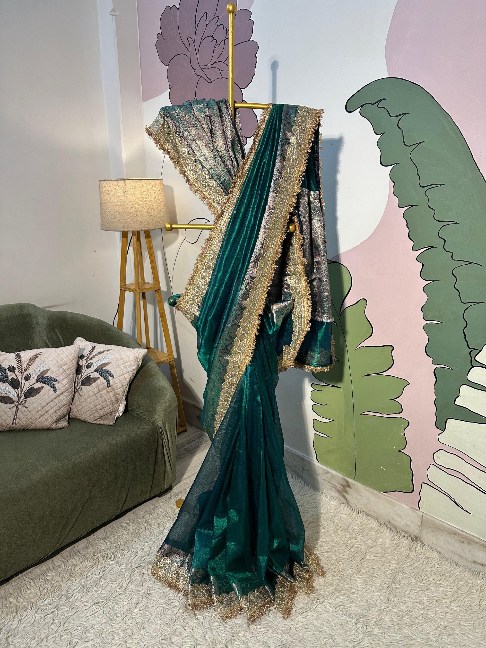 Banarasi Tissue Silk Saree with Lace Border